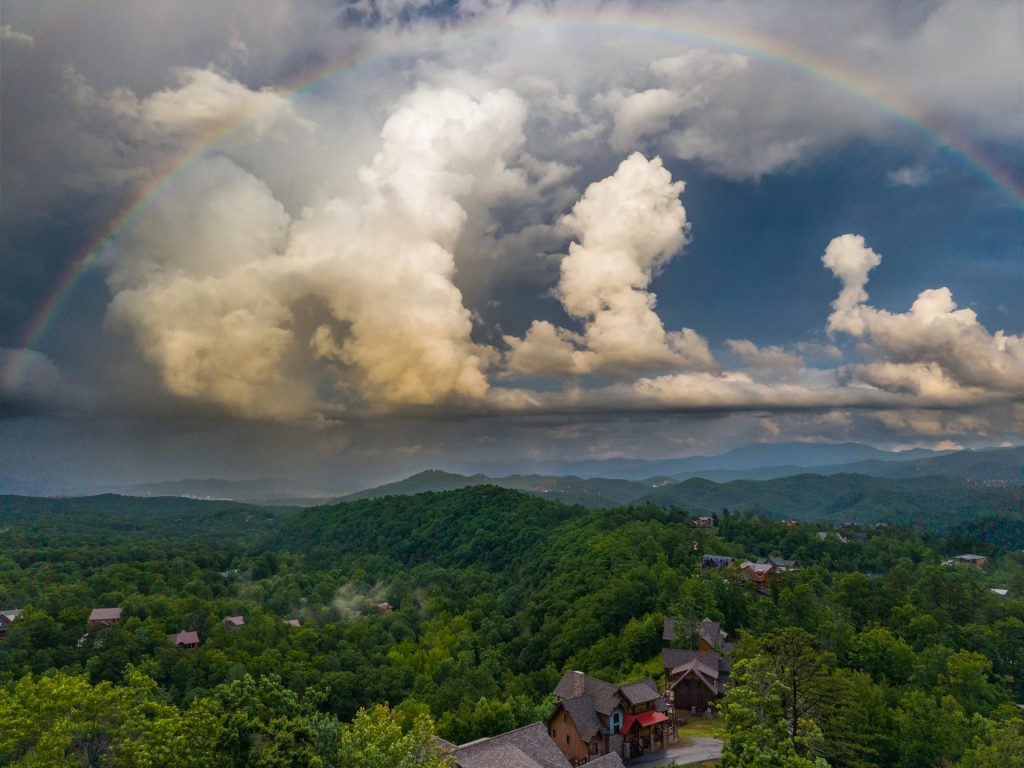Scenic mountain view with clouds from Dancing Embers cabin